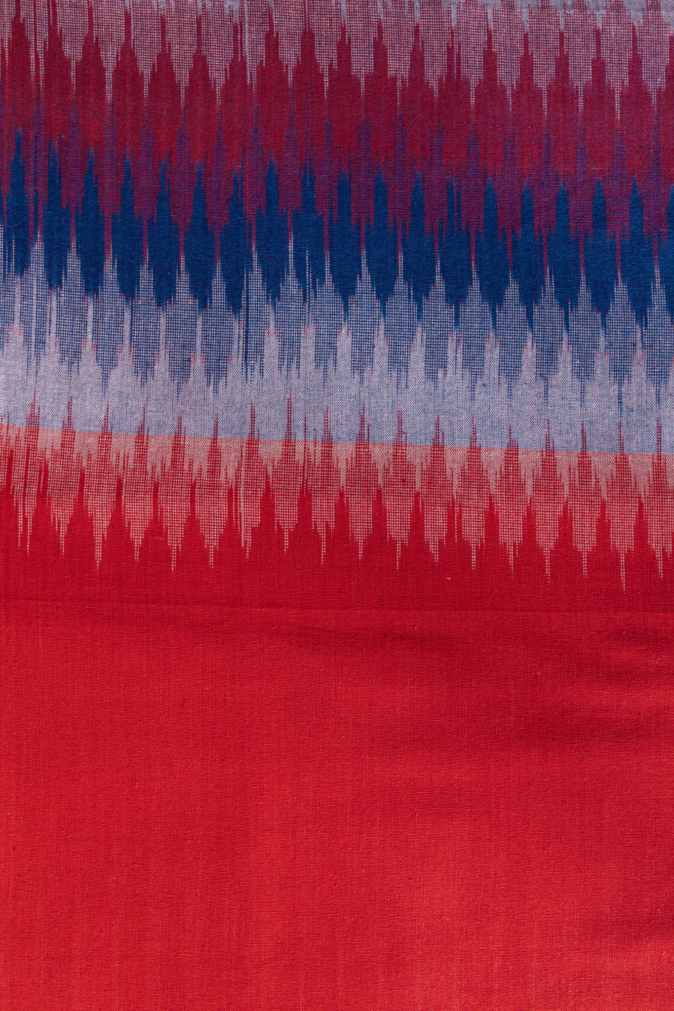 Pure Cotton Ikat Weaved 3 Piece Suit Piece - Blue/Red - Vastra Raag