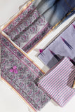 Pure Cotton Ikat Weaved Hand Block Printed 3 PC Suit with Kota Doria Dupatta - Wisteria