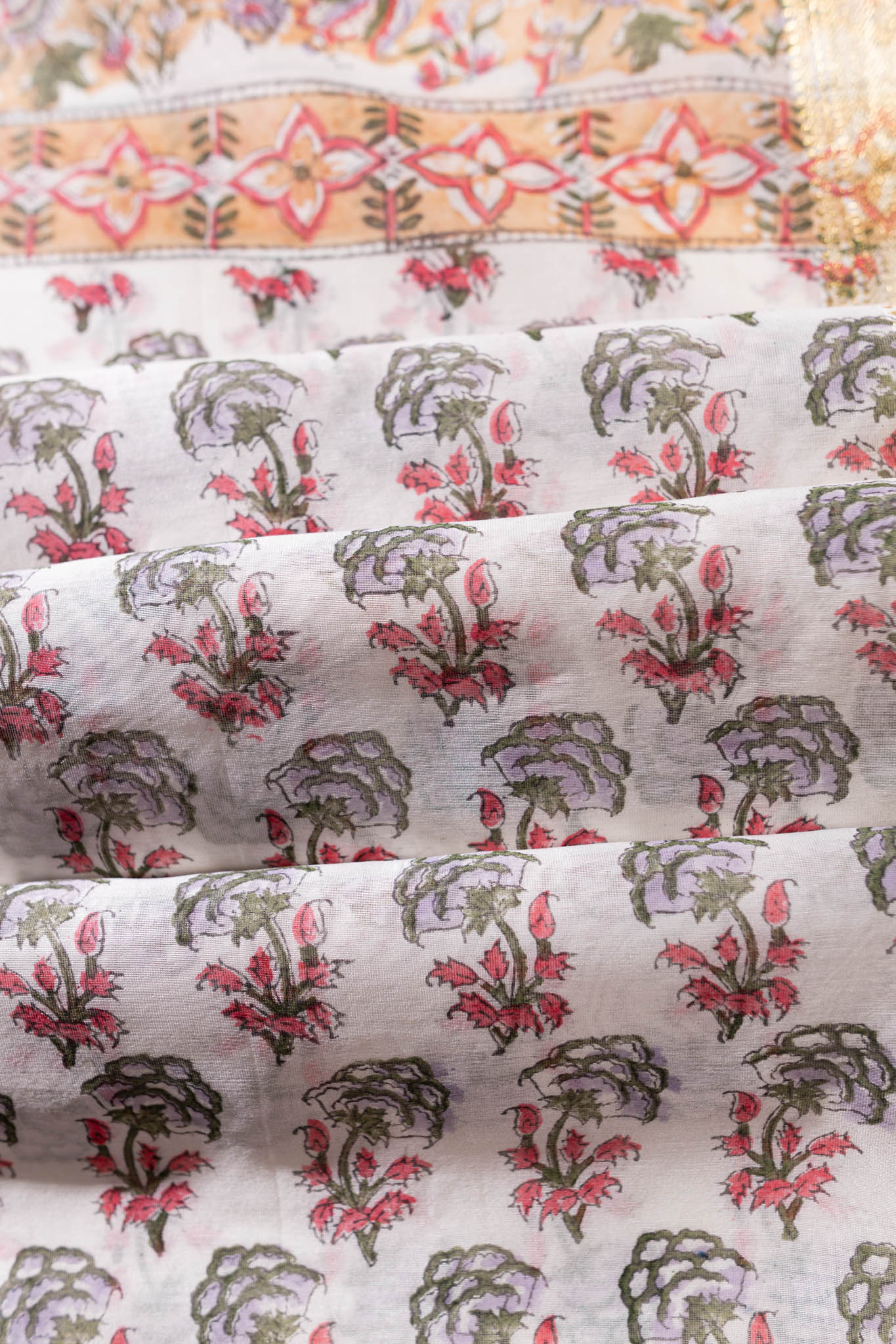 Maheshwari Silk 3 PC Suit Piece - Multicolor - Vastra Raag