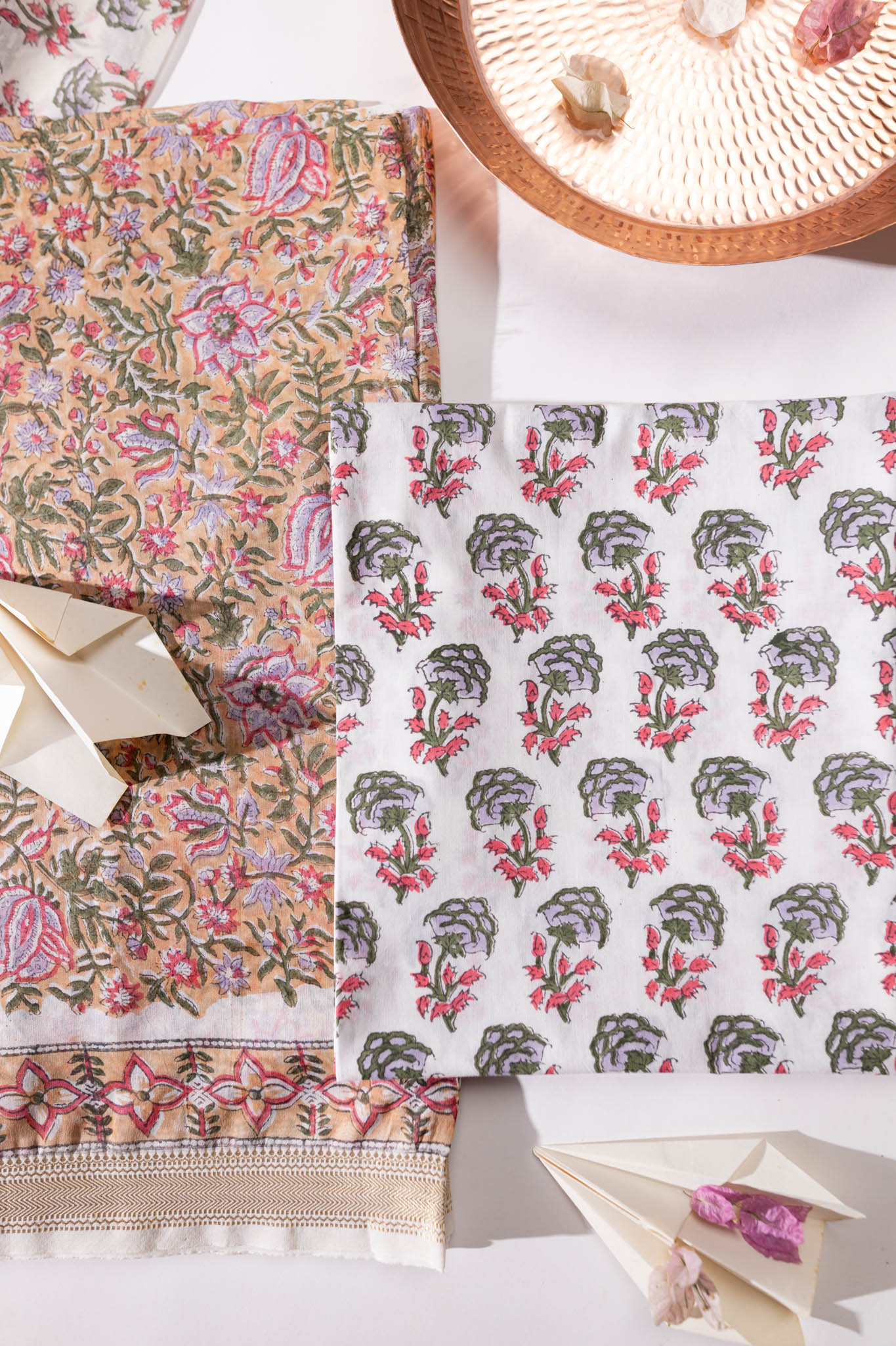 Maheshwari Silk 3 PC Suit Piece - Multicolor - Vastra Raag