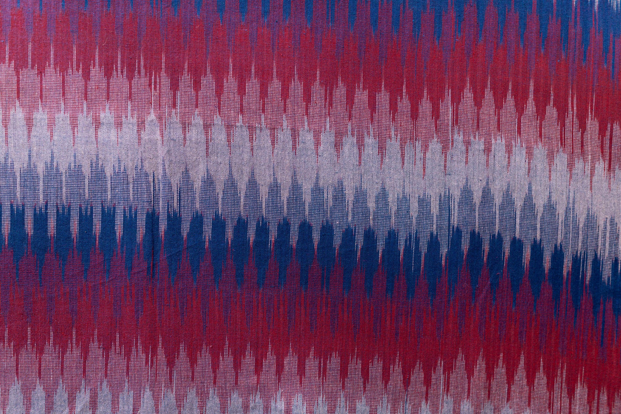 Pure Cotton Ikat Weaved 3 Piece Suit Piece - Blue/Red - Vastra Raag