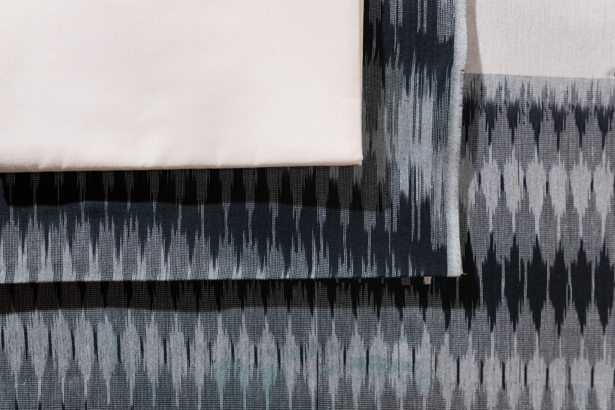 Pure Cotton Ikat Weaved 3 Piece Suit Piece - Grey/Black - Vastra Raag