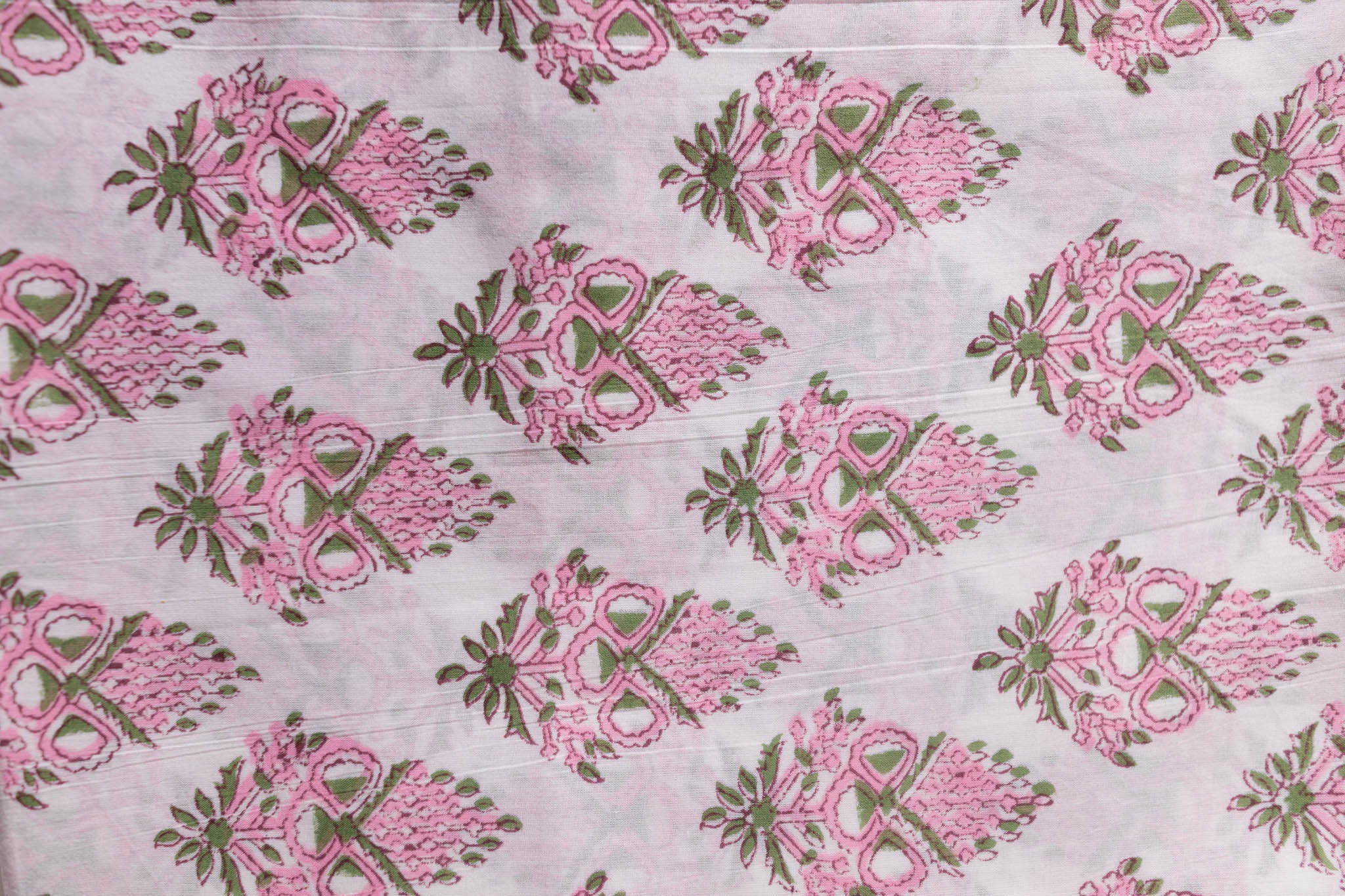 Pure Chanderi Silk Hand Block Printed 3 PC Suit - Pink/Green - Vastra Raag
