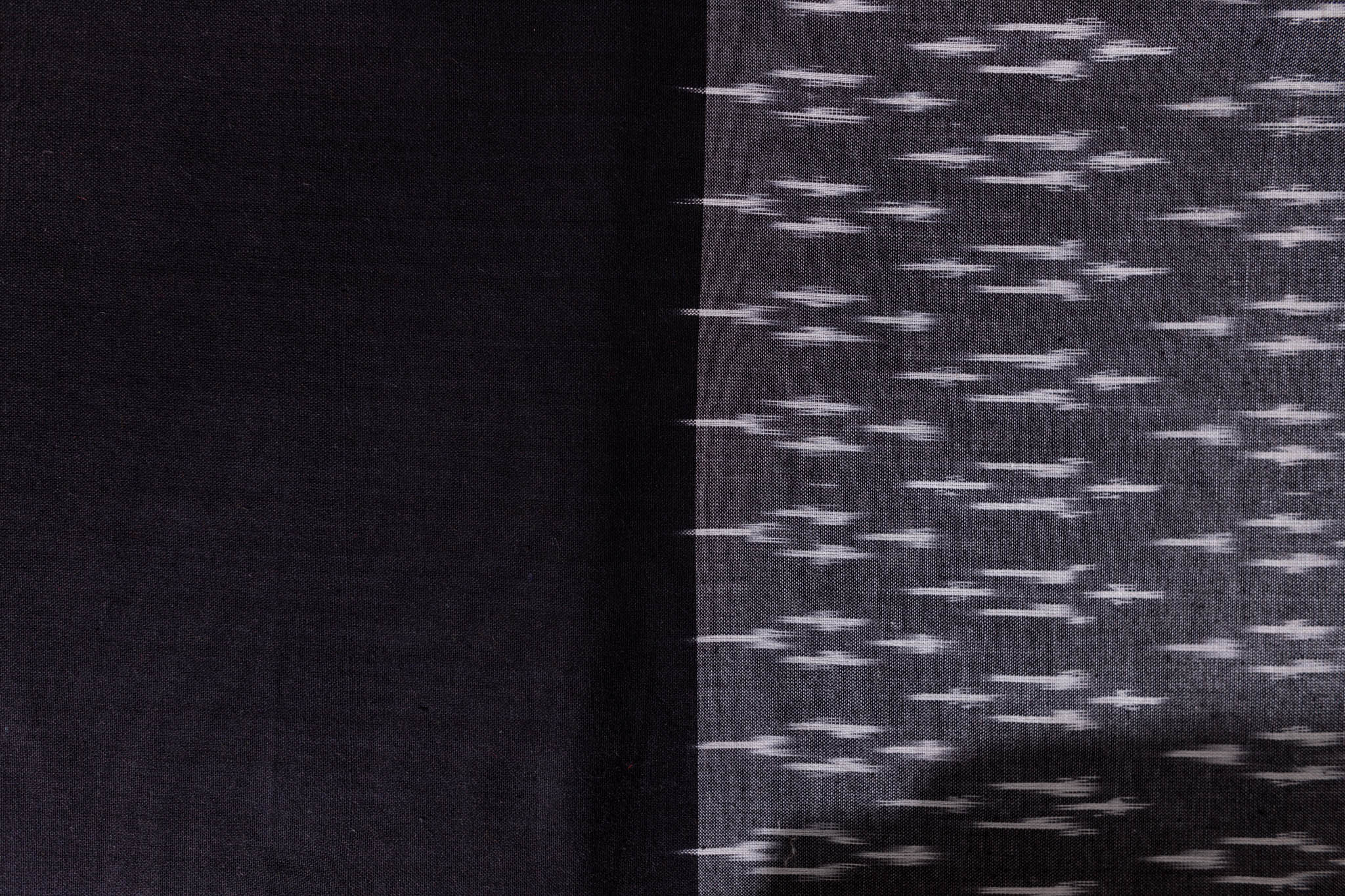 Pure Cotton Ikat Weaved 3 Piece Suit Piece - Grey/Black - Vastra Raag