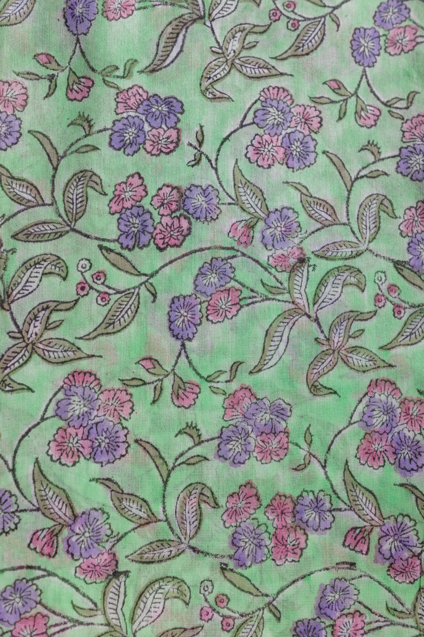 Pure Chanderi Silk Hand Block Printed 3 PC Suit - Green/Pink - Vastra Raag