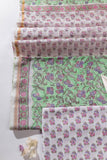 Pure Chanderi Silk Hand Block Printed 3 PC Suit - Green/Pink - Vastra Raag