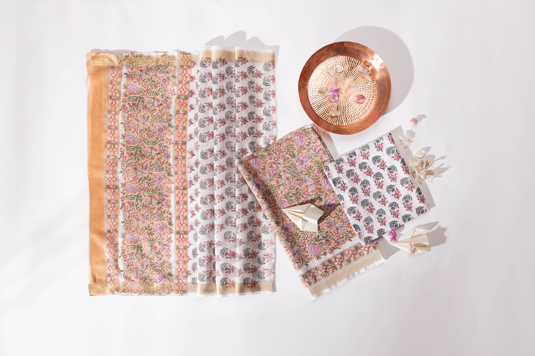 Maheshwari Silk 3 PC Suit Piece - Multicolor - Vastra Raag