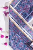 Pure Cotton Ikat Weaved Hand Block Printed 3 PC Suit with Kota Doria Dupatta - Indigo Blue - Vastra Raag