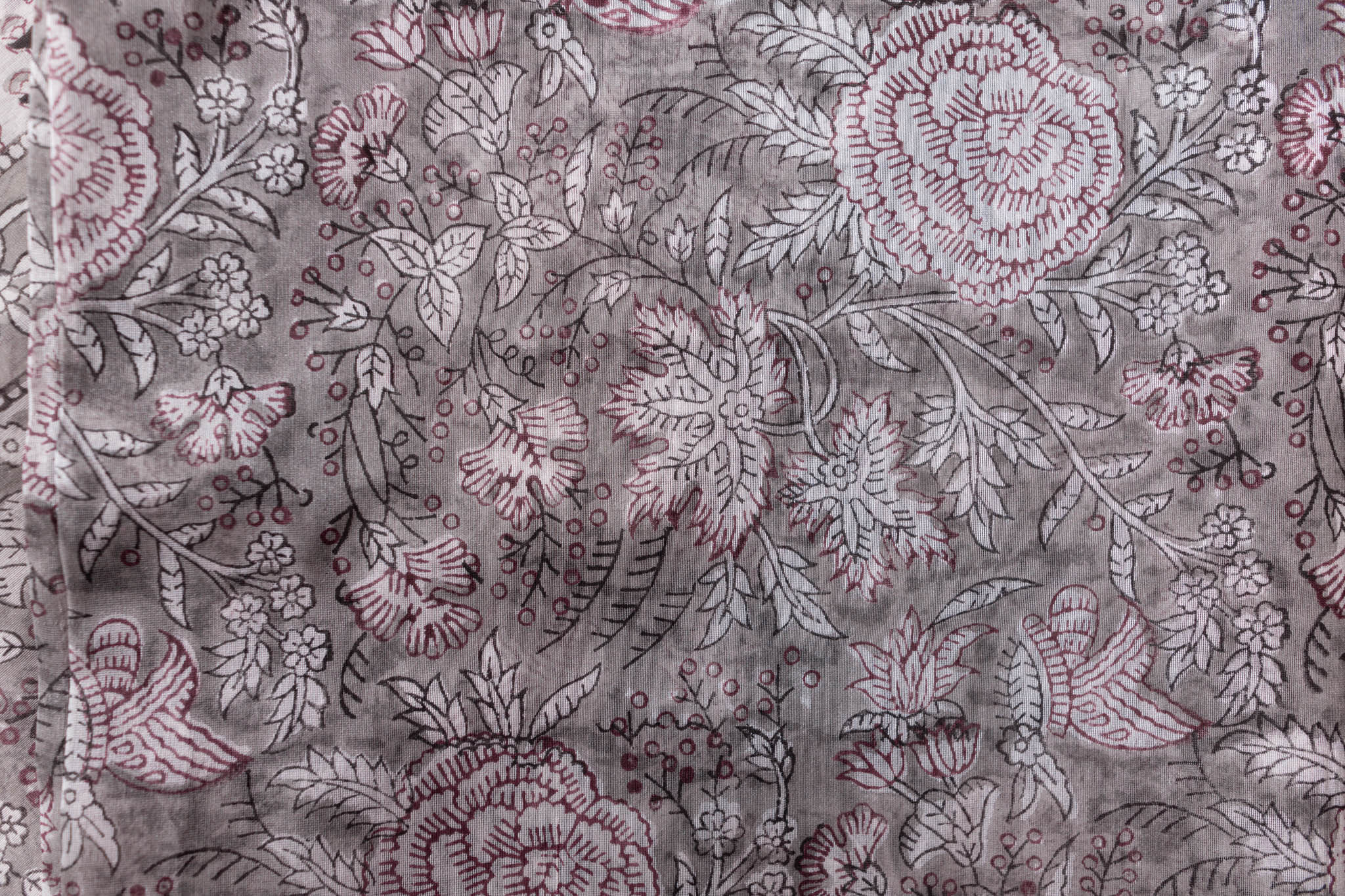 Pure Chanderi Silk Hand Block Printed 3 PC Suit - Grey - Vastra Raag