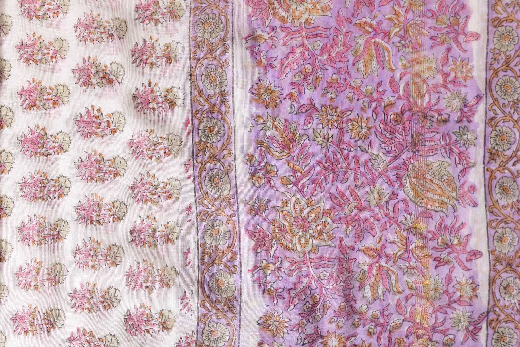 Pure Chanderi Silk Hand Block Printed 3 PC Suit - Opal Pink - Vastra Raag