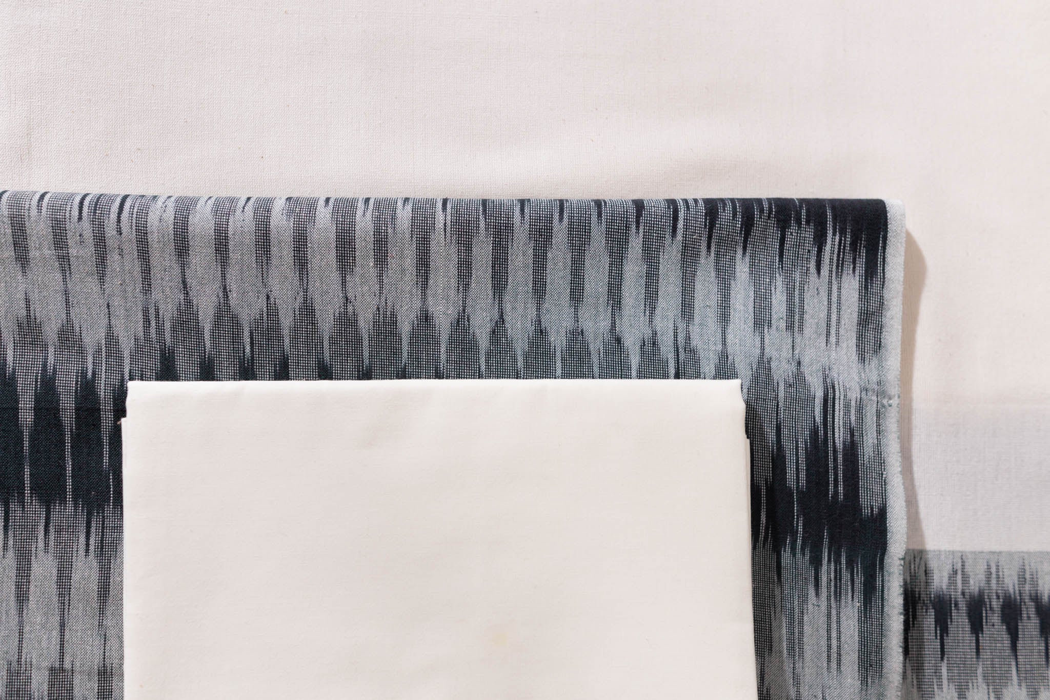 Pure Cotton Ikat Weaved 3 Piece Suit Piece - Grey/Black - Vastra Raag