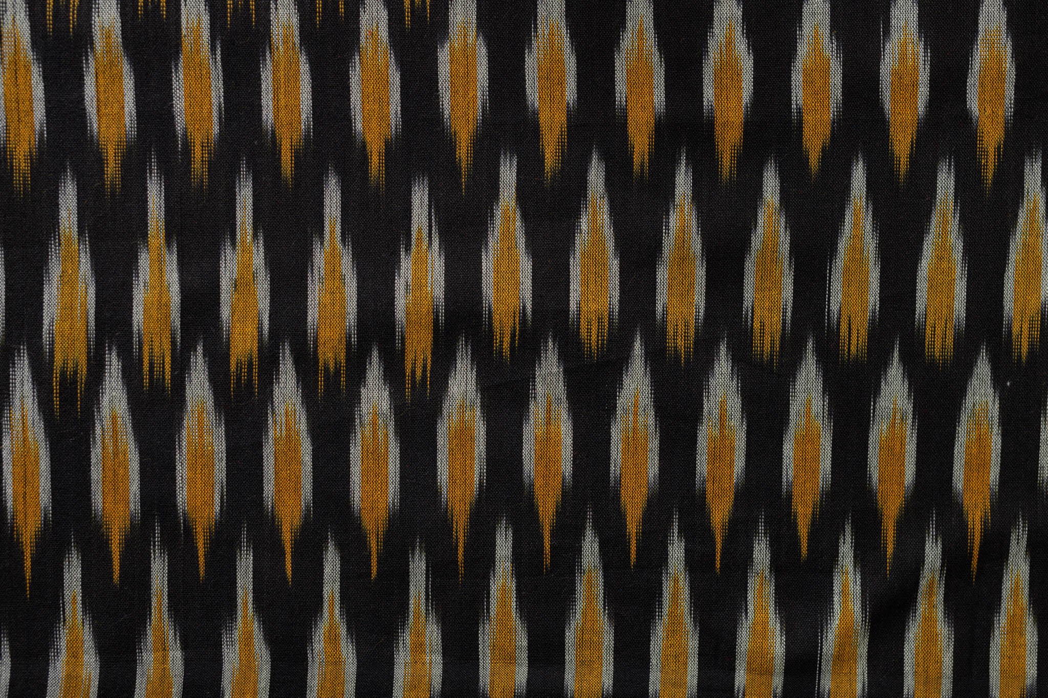 Pure Cotton Ikat Weaved 3 Piece Suit Piece - Black/Yellow - Vastra Raag