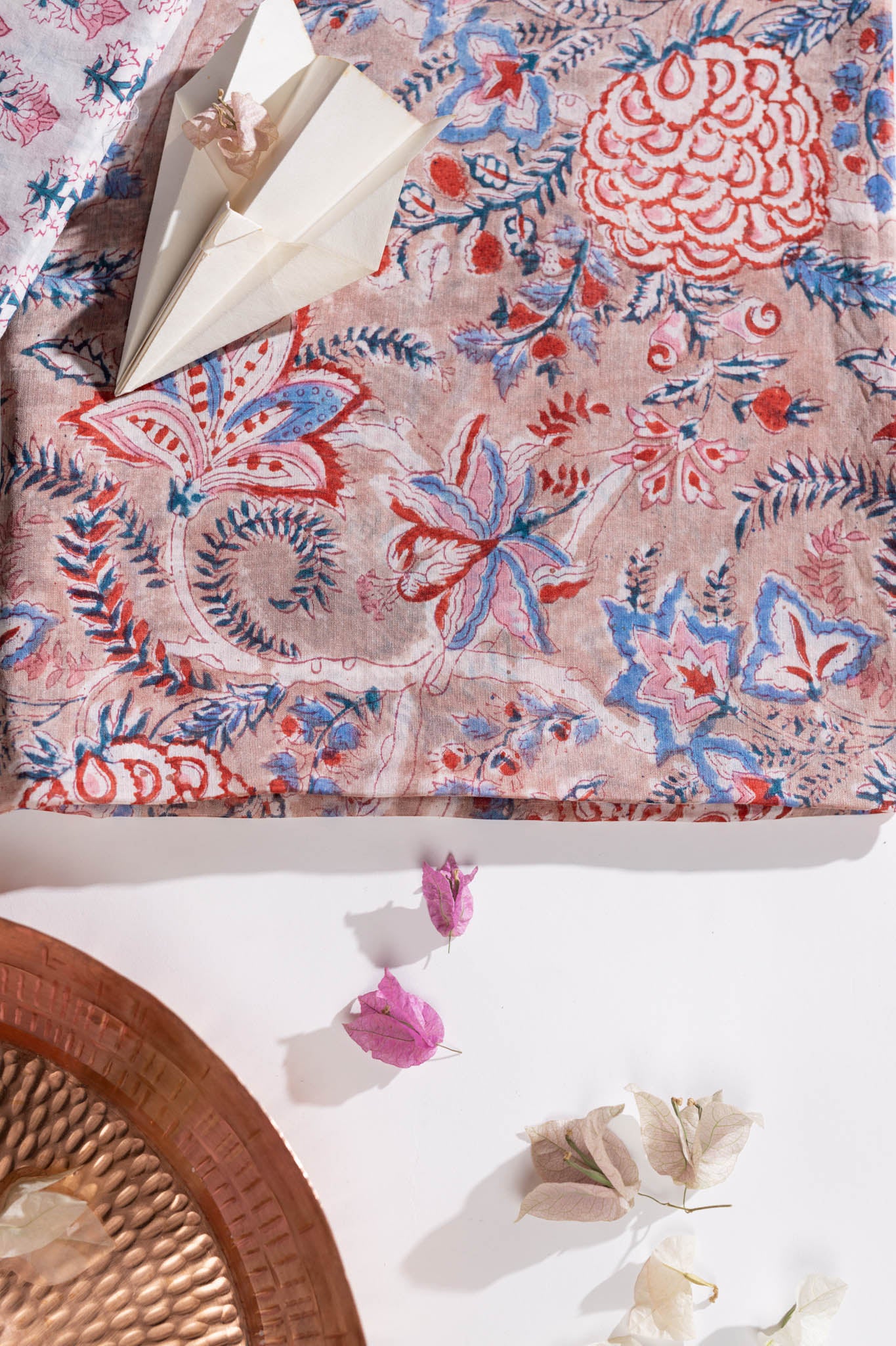 Maheshwari Silk 3 PC Suit Piece - Multicolor - Vastra Raag