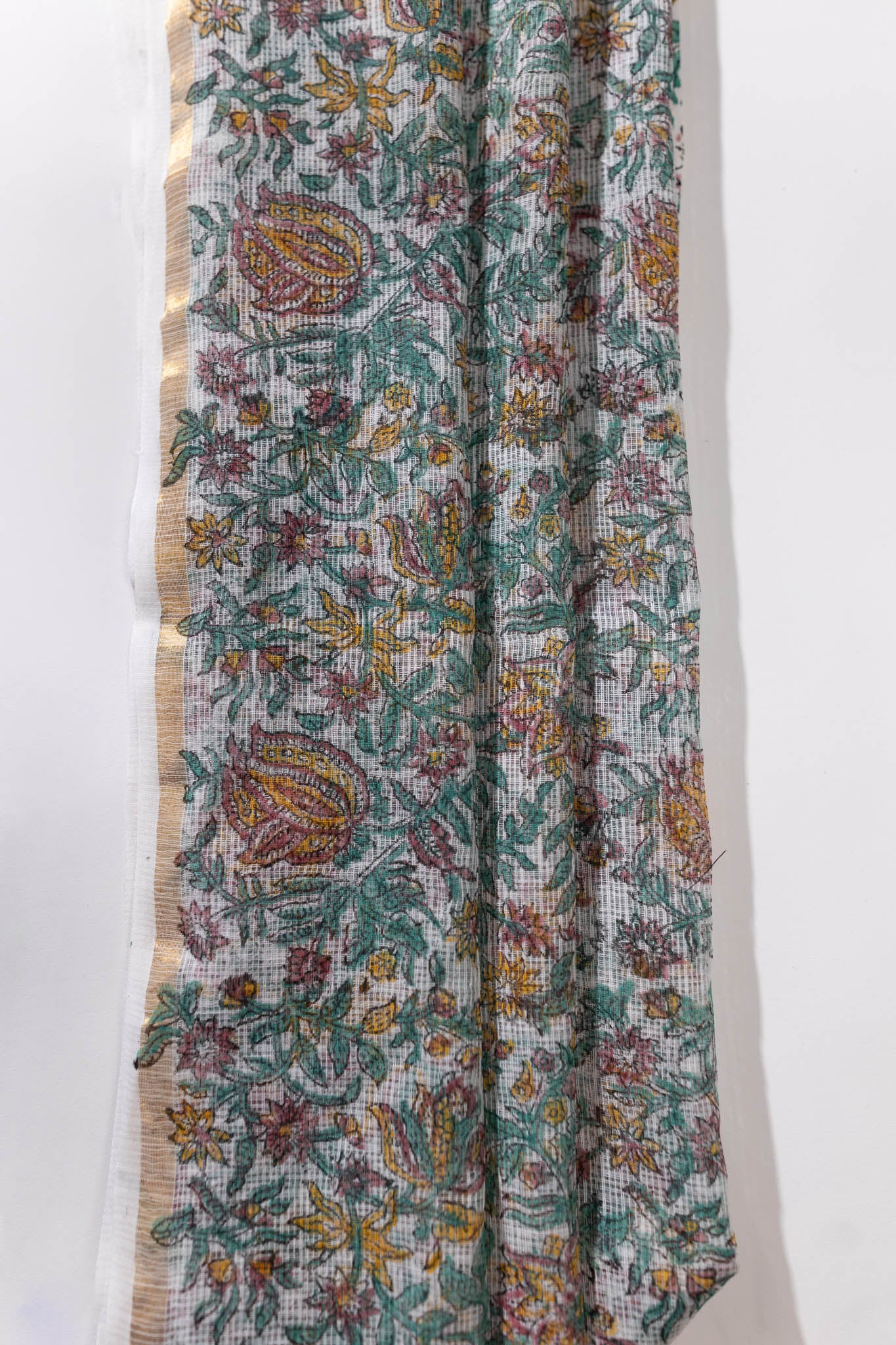 Pure Cotton Ikat Weaved Hand Block Printed 3 PC Suit with Kota Doria Dupatta - Black - Vastra Raag