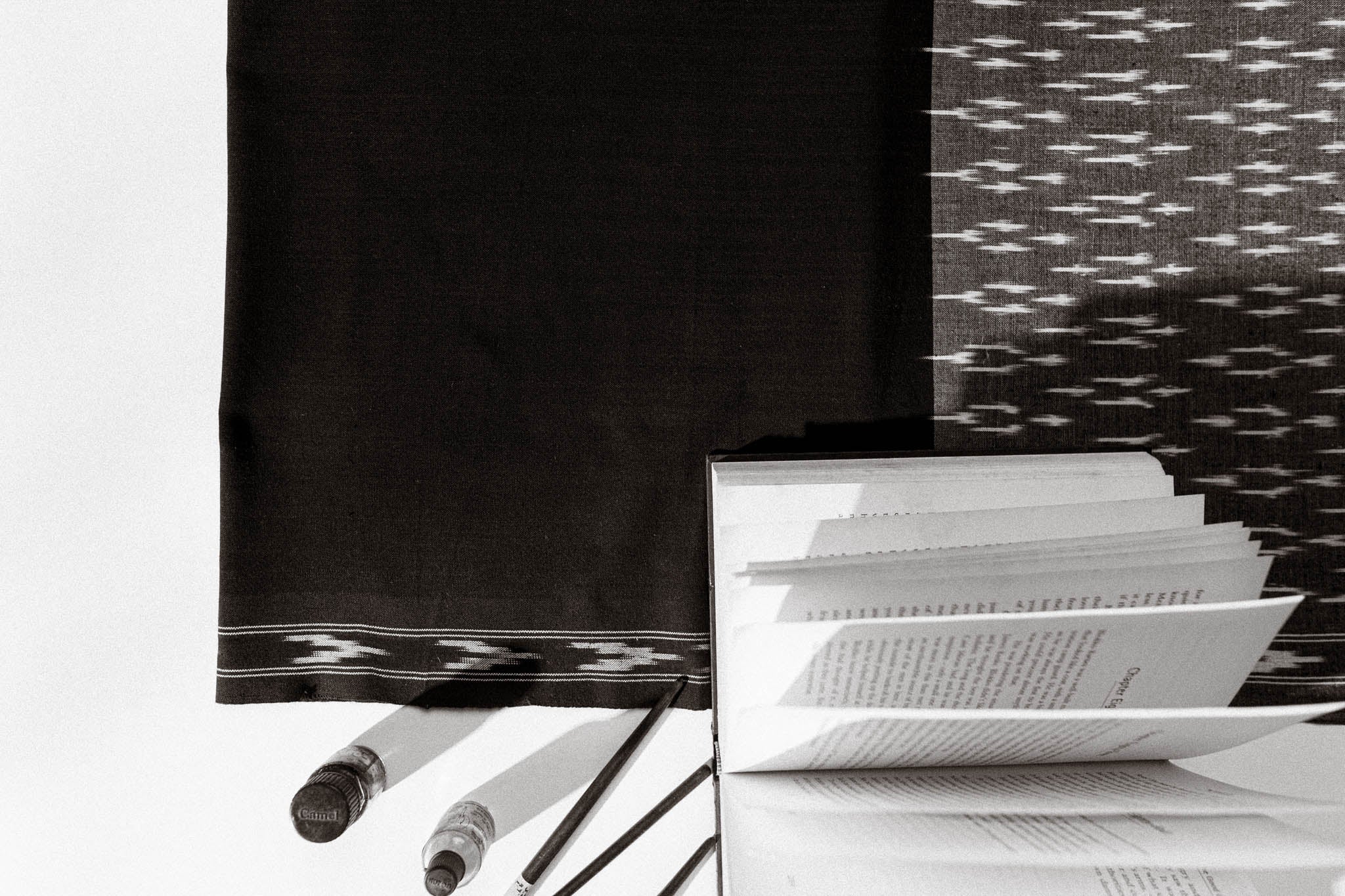 Pure Cotton Ikat Weaved 3 Piece Suit Piece - Grey/Black - Vastra Raag