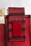Pure Cotton Ikat Weaved 3 Piece Suit Piece - Red/Black - Vastra Raag