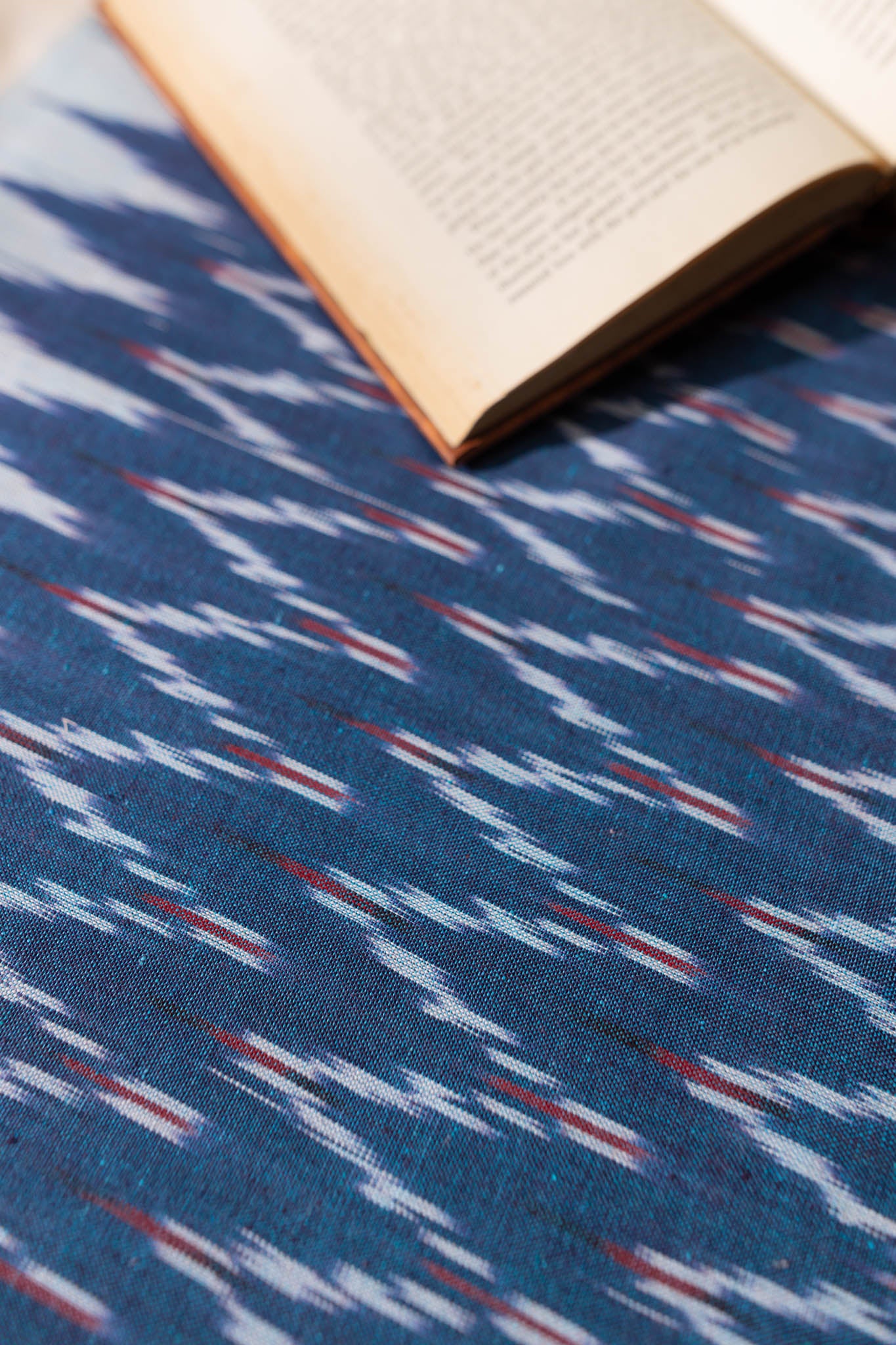 Pure Cotton Ikat Weaved 3 Piece Suit Piece - Teal/Ivory - Vastra Raag