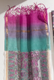 Pure Cotton Ikat Weaved Hand Block Printed 3 PC Suit with Kota Doria Dupatta - Grey - Vastra Raag