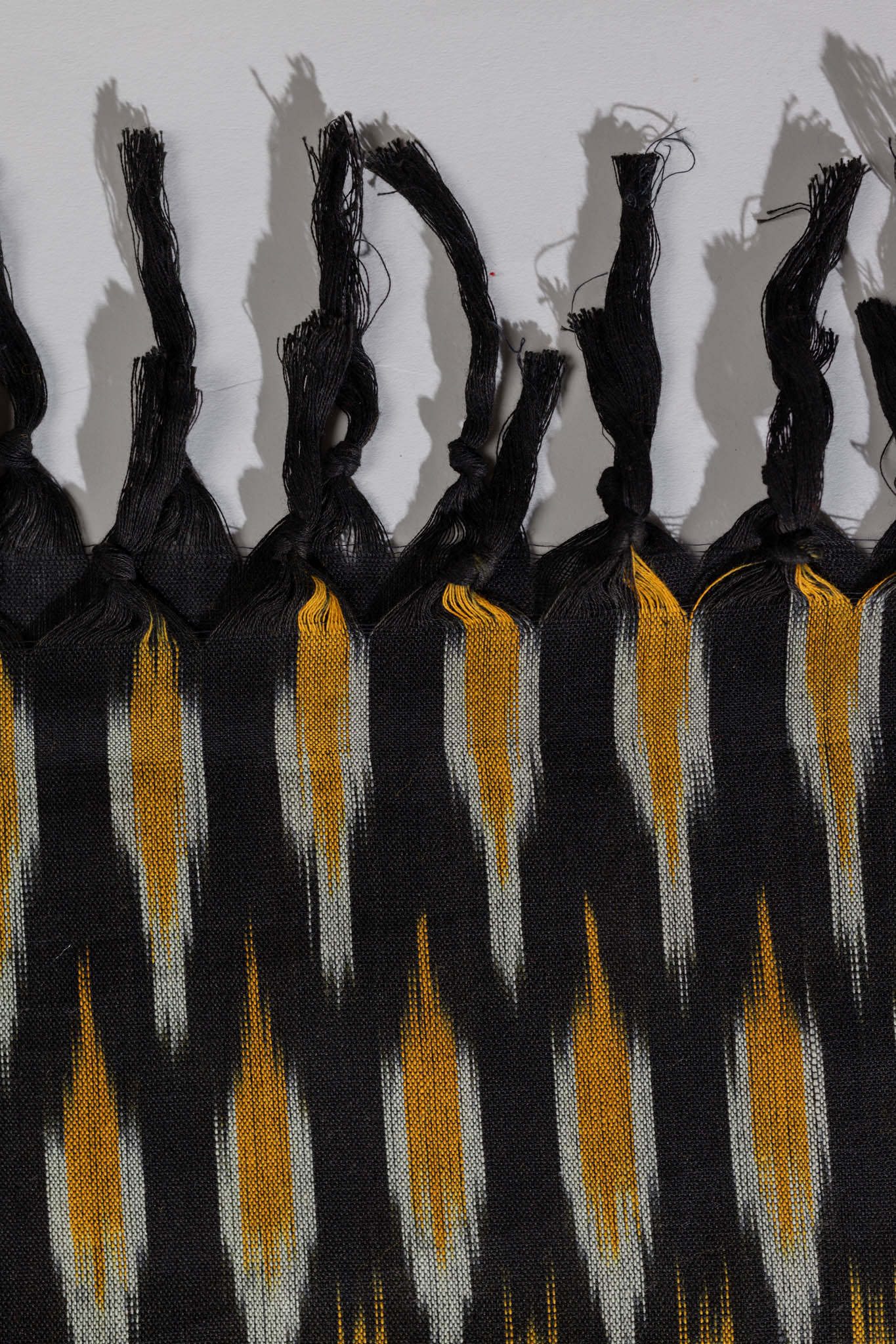 Pure Cotton Ikat Weaved 3 Piece Suit Piece - Black/Yellow - Vastra Raag