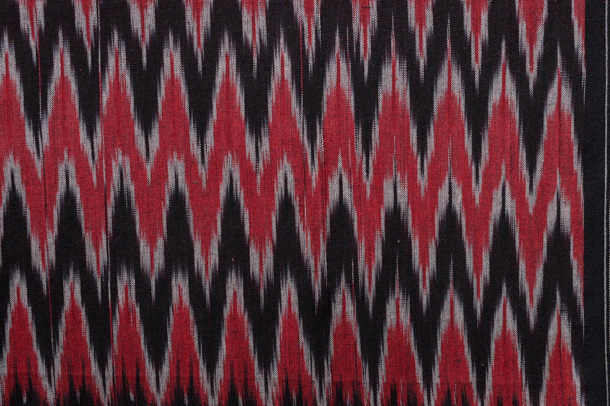 Pure Cotton Ikat Weaved 3 Piece Suit Piece - Black/Red - Vastra Raag