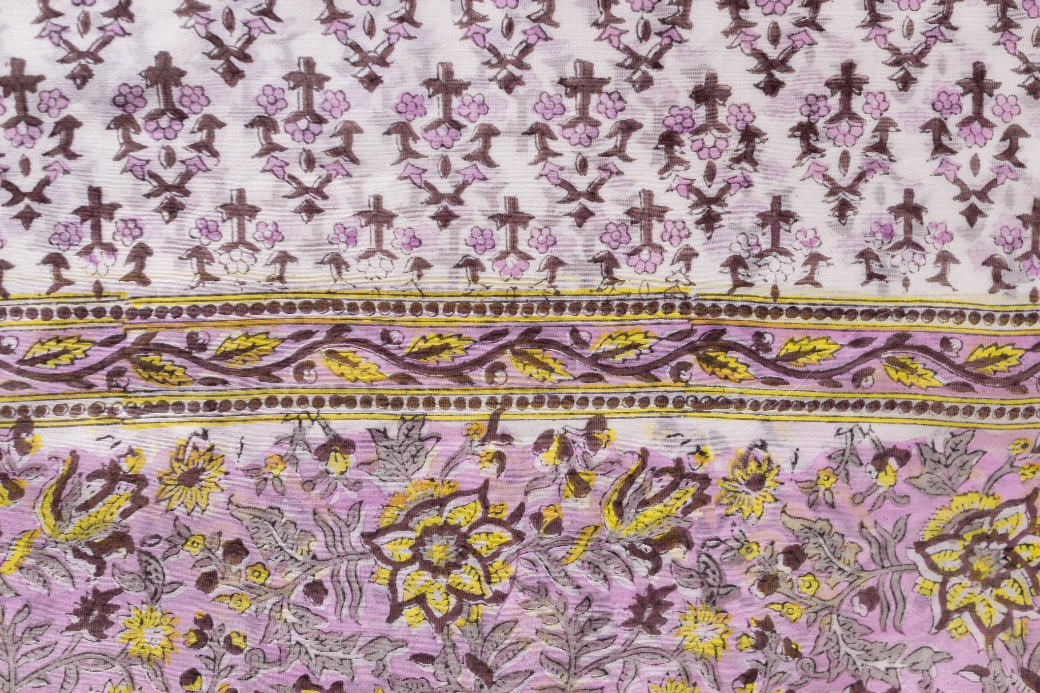 Pure Chanderi Silk Hand Block Printed 3 PC Suit - Pink/Yellow - Vastra Raag