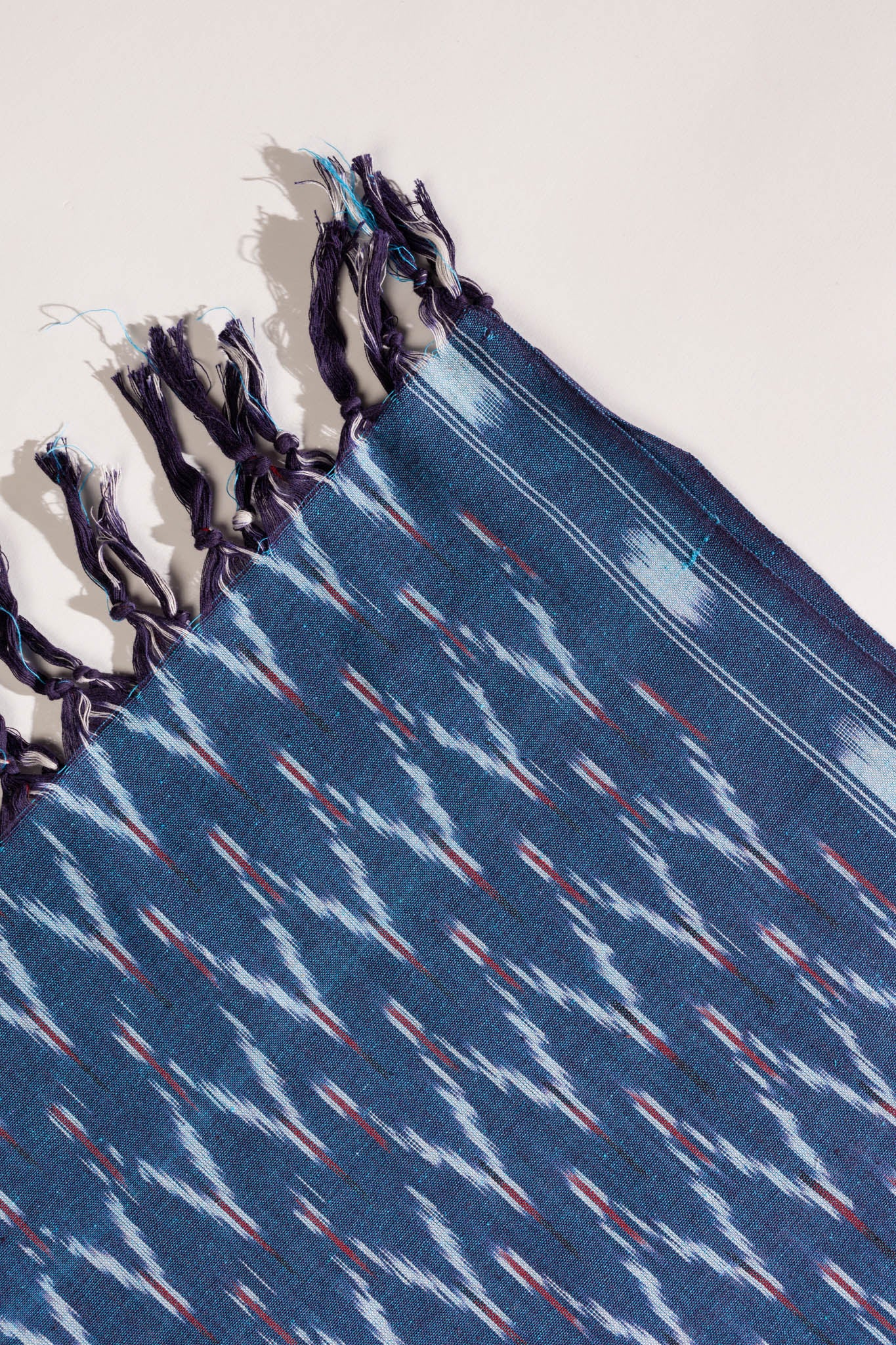 Pure Cotton Ikat Weaved 3 Piece Suit Piece - Teal/Ivory - Vastra Raag