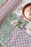 Pure Chanderi Silk Hand Block Printed 3 PC Suit - Green/Pink - Vastra Raag