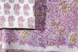 Pure Chanderi Silk Hand Block Printed 3 PC Suit - Opal Pink - Vastra Raag