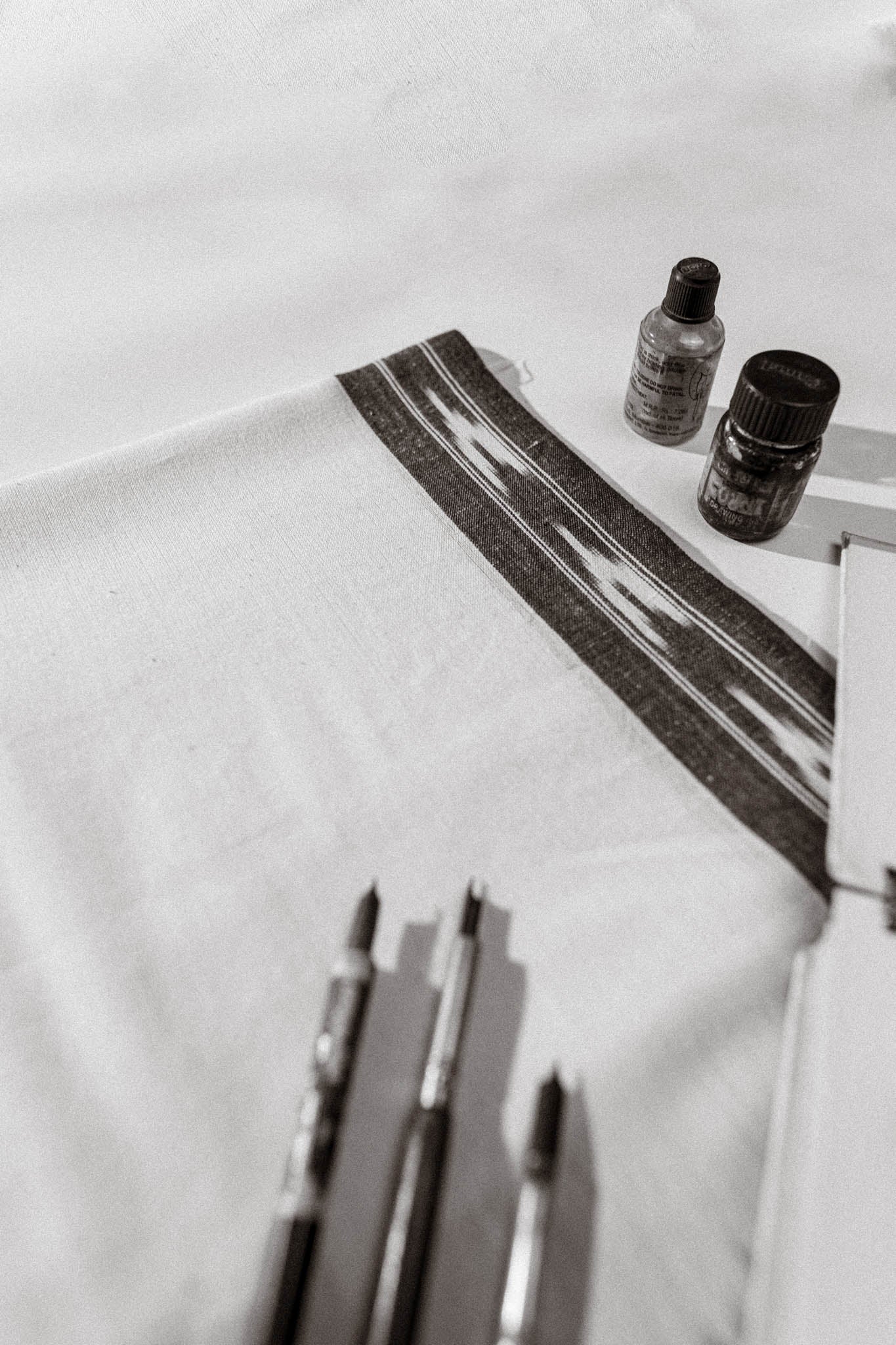 Pure Cotton Ikat Weaved 3 Piece Suit Piece - Grey/Black - Vastra Raag