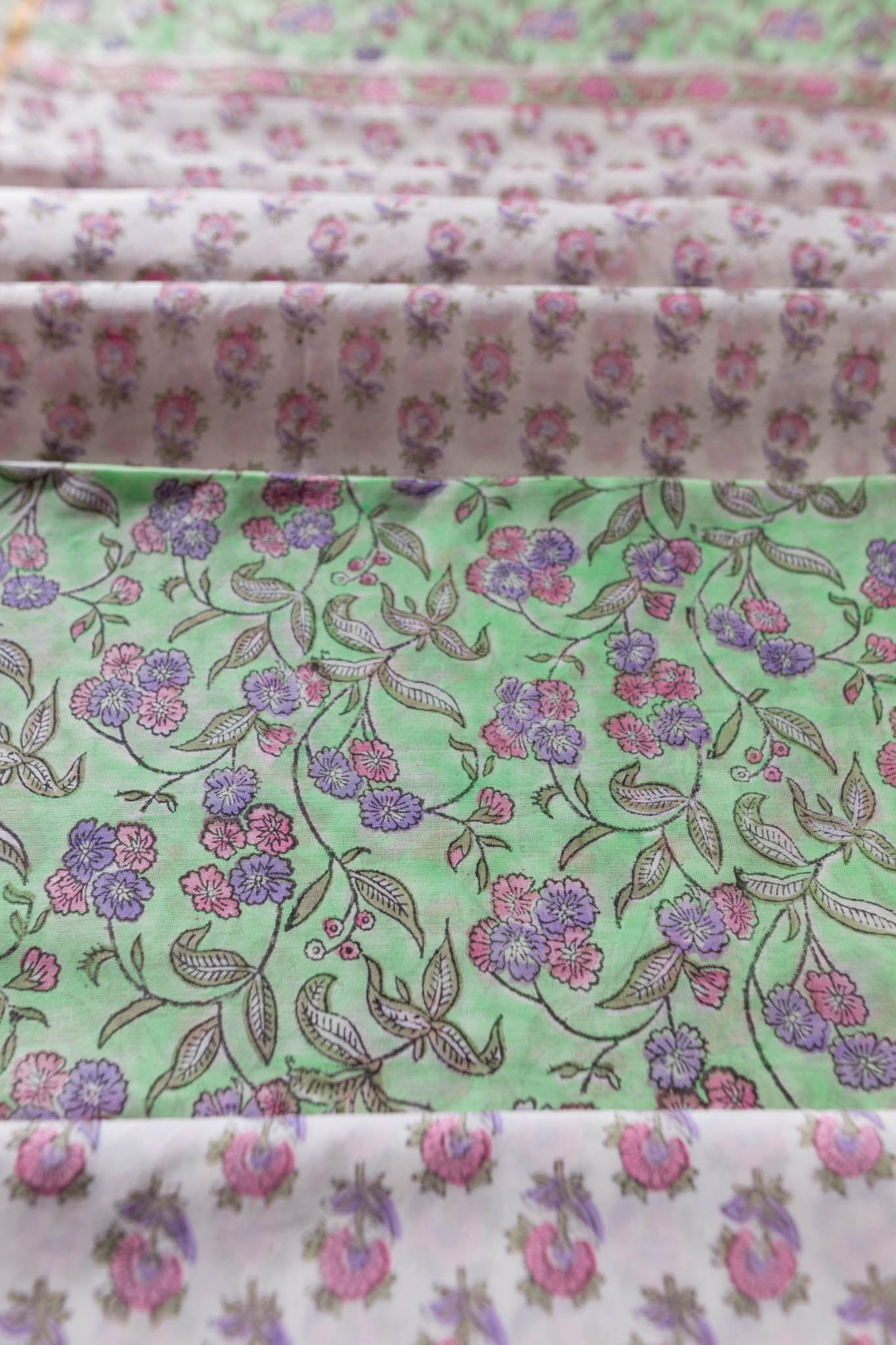 Pure Chanderi Silk Hand Block Printed 3 PC Suit - Green/Pink - Vastra Raag