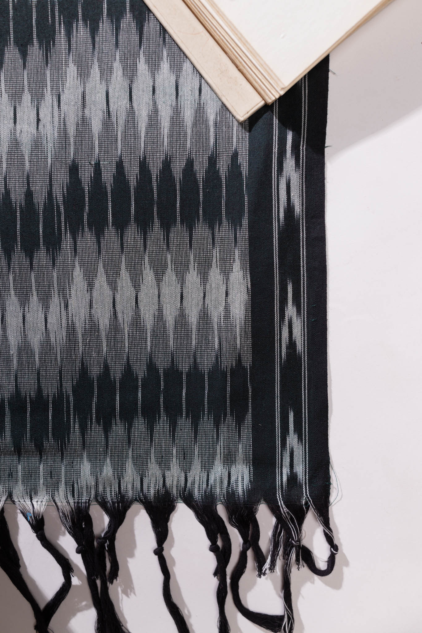 Pure Cotton Ikat Weaved 3 Piece Suit Piece - Grey/Black - Vastra Raag