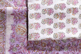 Pure Chanderi Silk Hand Block Printed 3 PC Suit - Opal Pink - Vastra Raag
