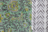 Pure Chanderi Silk Hand Block Printed 3 PC Suit - Green/Yellow - Vastra Raag