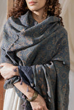 Ajrakh Hand Block Printed - Handloom Woolen Dupatta