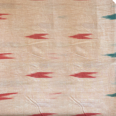 Pure Cotton Ikat Weaved Fabric - Ivory