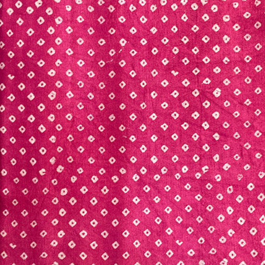 Mashru Silk Hand Block Printed Fabric - Magenta - Bandhani