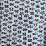 Mashru Silk Hand Block Printed Fabric - Light Slate Gray / Maroon - Small Butti - Vastra Raag