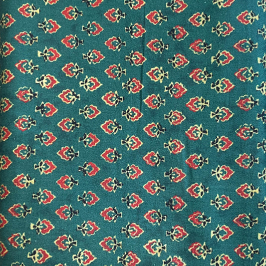 Khadi Cotton Printed Fabric - Green