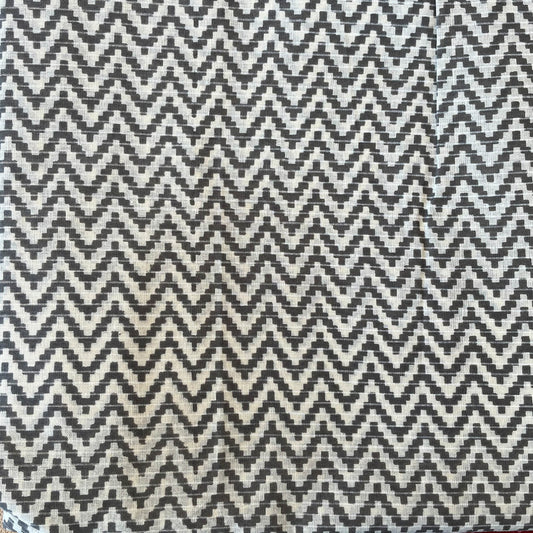 Pure Cotton Printed Fabric - Cream/Zig Zag