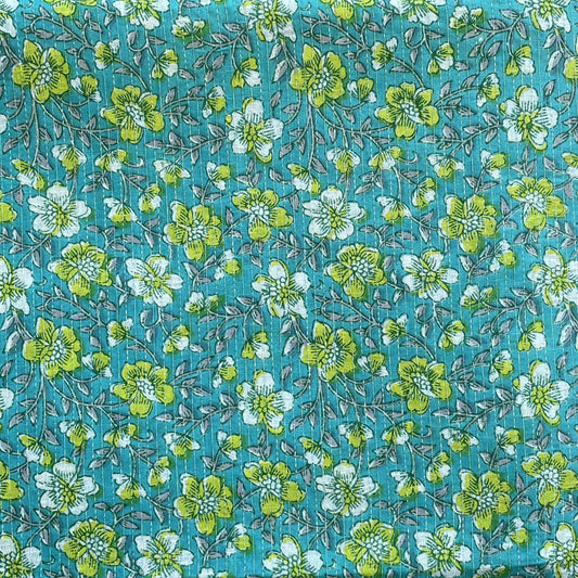 Cotton Kantha Printed Fabric - Floral