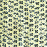 Mashru Silk Hand Block Printed Fabric - Yellow / Mehndi - Small Butti - Vastra Raag