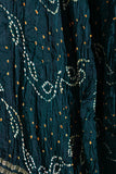 Bottle Green - Pure Modal Silk Lehriya Bandhani Dupatta with Zari Lagdi Patta