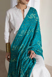 Rama Green - Pure Modal Silk Lehriya Bandhani Dupatta with Zari Lagdi Patta