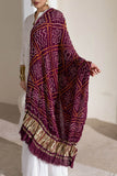 Wine - Pure Modal Silk Bandhani Barbag Dupatta with Zari Lagdi Patta