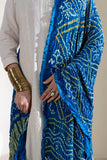 Blue - Pure Modal Silk Bandhani Barbag Dupatta with Zari Lagdi Patta