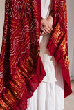 Red - Pure Modal Silk Bandhani Barbag Dupatta with Zari Lagdi Patta