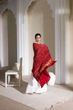 Red - Pure Modal Silk Bandhani Barbag Dupatta with Zari Lagdi Patta