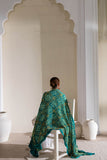 Rama Green - Pure Modal Silk Bandhani Barbag Dupatta with Zari Lagdi Patta