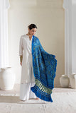 Blue - Pure Modal Silk Bandhani Barbag Dupatta with Zari Lagdi Patta