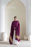 Wine - Pure Modal Silk Bandhani Dani Dupatta with Zari Lagdi Patta